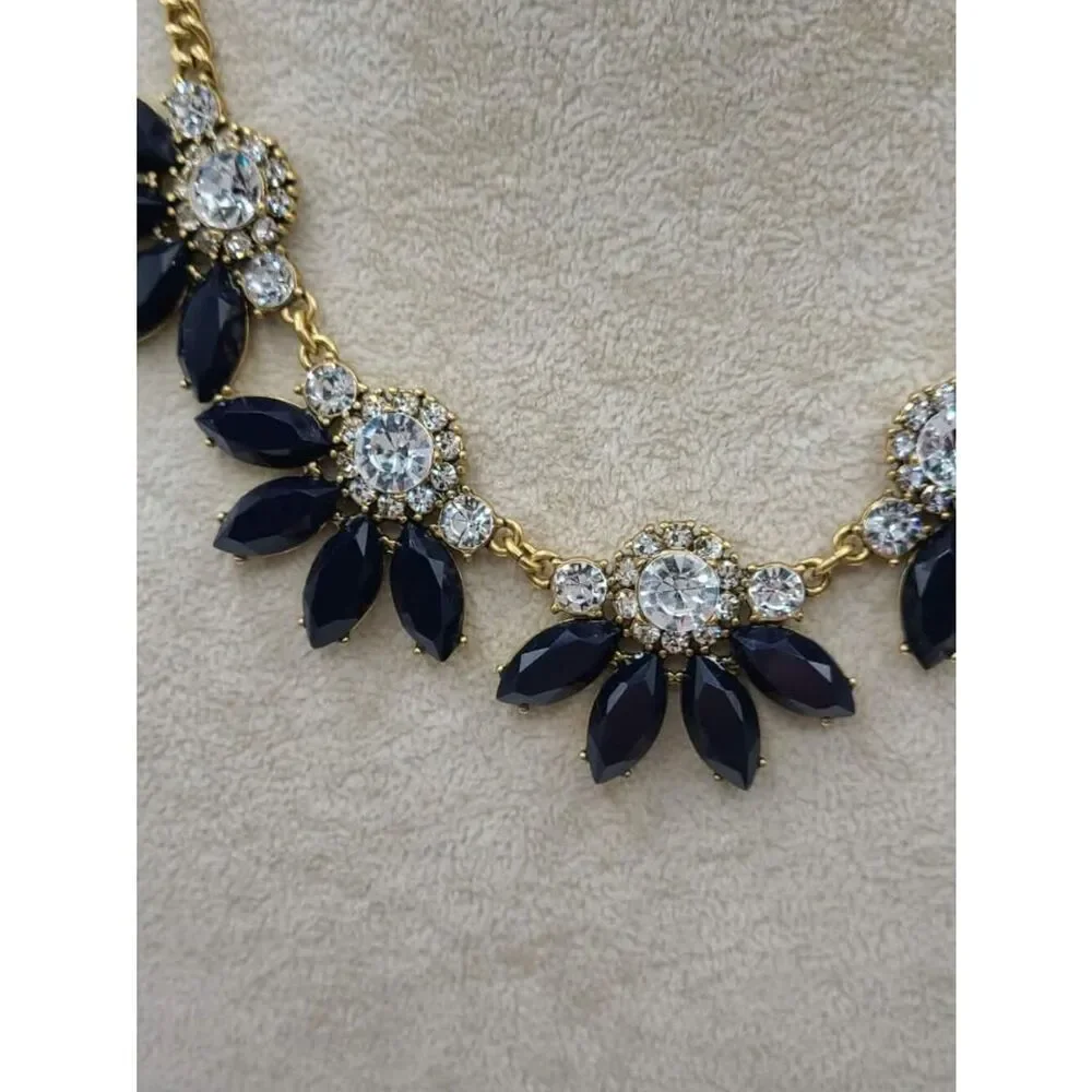J Crew Black Clear Crystal Necklace